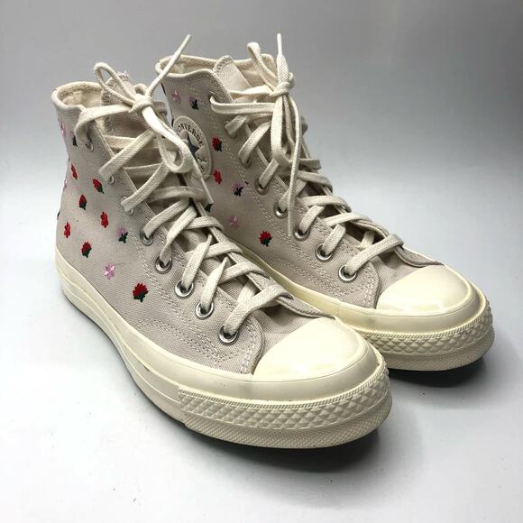 Converse Women's High Top Chuck 70 Floral Sneakers Taupe Size US 8.5 - Picture 4 of 11